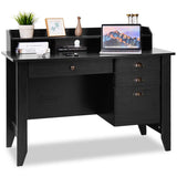 Tangkula 48" Computer Desk with 4 Storage Drawers & Hutch, Home Office Desk Vintage Desk - HW65851WH