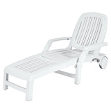 Tangkula Outdoor Chaise Lounge Chair, 5-Position Adjustable Recliner with Storage Box and Flexible Wheels - OP70717BK