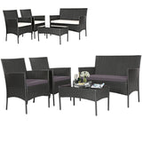 Tangkula Patio Furniture Set, Outdoor Wicker Conversation Set with Tempered Glass Coffee Table - HW65357