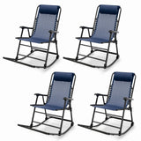 Tangkula Outdoor Folding Rocking Chair, No Assembly Required, Foldable Rocker Recliner with Headrest - OP3564BL