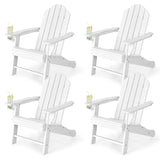 Tangkula Adirondack Chair Outdoor, Fade Resistant HDPE Armchairs with Cup Holder - 4*NP10292BK