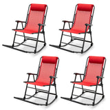 Tangkula Outdoor Folding Rocking Chair, No Assembly Required, Foldable Rocker Recliner with Headrest - OP3564BL