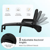 Tangkula Outdoor Chaise Lounge Chair, 5-Position Adjustable Recliner with Storage Box and Flexible Wheels - OP70717BK