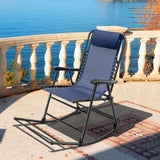 Tangkula Outdoor Folding Rocking Chair, No Assembly Required, Foldable Rocker Recliner with Headrest - OP3564BL