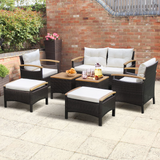 Tangkula 7 Pieces Patio Rattan Sofa Set, Outdoor Wicker Conversation Set - HW70450+