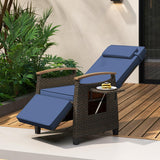 Tangkula Patio Wicker Recliner Chair, Rattan Lounge Chair w/Adjustable Backrest & Footrest - HW72339NY