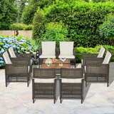 Tangkula Patio Furniture Set with 2-Tier Coffee Table - 2*HW70243WH+