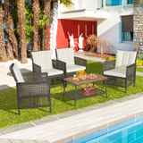 Tangkula Patio Furniture Set with 2-Tier Coffee Table - 2*HW70243WH+