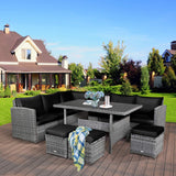 Tangkula 7 Pieces Patio Furniture Set, Outdoor Sectional Rattan Sofa Set with Cushions - HW67190BK+