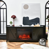 Tangkula HV10085BK+FP10047US Fireplace TV Stand for 65" TVs, Electric Heater