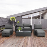 Tangkula 6 Pieces Patio Rattan Furniture Set, Patiojoy No Assembly Outdoor Conversation Set - NP10110WL-GR
