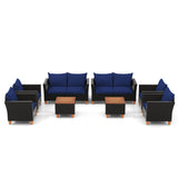 Tangkula Outdoor Conversation Set, Patio Cushioned Chairs w/Storage Coffee Table - HW72334WH+