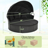 Tangkula Outdoor Patio Round Daybed with Retractable Canopy - HW71564DK+