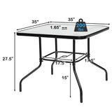 Tangkula 5 Piece Patio Dining Set, Outdoor 35 Inches Square Tempered Glass Table - NP10405-13+NP10405-23
