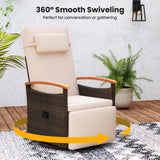 Tangkula Patio Rattan 360 Degree Swivel Recliner Chair, Wicker Lounge Chair w/Adjustable Backrest &amp; Footrest - HW72726BN