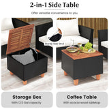 Tangkula Outdoor Conversation Set, Patio Cushioned Chairs w/Storage Coffee Table - HW72334WH+