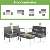 Tangkula Outdoor Wicker Sofa Set W/Seat Cushions, Heavy-Duty Steel Frame, Garden - HW68940