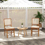 Tangkula Boho Dining Chairs, Natural Rattan Living Room Chairs with Teak Wood Structure & Footrests - JV11895