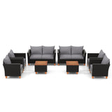 Tangkula Outdoor Conversation Set, Patio Cushioned Chairs w/Storage Coffee Table - HW72334WH+