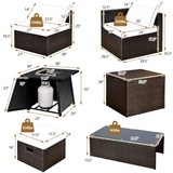 Tangkula 9 Pieces Patio Furniture Set with 30" Propane Fire Pit Table - OP70521+HW68592WH+