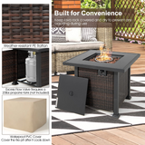 Tangkula 7 Pieces Patio Furniture Set with Fire Pit Table - NP10618CF+HW67937NYA+
