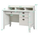 Tangkula 48" Computer Desk with 4 Storage Drawers & Hutch, Home Office Desk Vintage Desk - HW65851WH