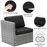 Tangkula 8 PCS Outdoor Patio Furniture Set, Rattan Wicker Sofa Set - HW65782BK+