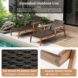 Tangkula Outdoor Chaise Lounge Chair Set, Rattan Patio Chaise with Armrests & 4-Level Backrest - HW72138-2