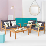 Tangkula Outdoor Conversation Sofa and Table Set with Water Resistant Cushions - HW64146+