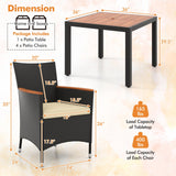 Tangkula 5 Pieces Patio Dining Table Set for 4 - HW71908+