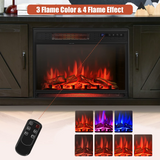 Tangkula HV10085BK+FP10047US Fireplace TV Stand for 65" TVs, Electric Heater