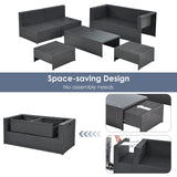 Tangkula 6 Pieces Patio Rattan Furniture Set, Patiojoy No Assembly Outdoor Conversation Set - NP10110WL-GR