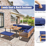 Tangkula 8 Piece Patio Dining Set, Acacia Wood Conversation Sofa Set - HW71004NY+