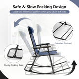 Tangkula Outdoor Folding Rocking Chair, No Assembly Required, Foldable Rocker Recliner with Headrest - OP3564BL