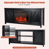 Tangkula HV10085BK+FP10047US Fireplace TV Stand for 65" TVs, Electric Heater