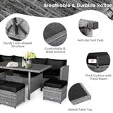 Tangkula 7 Pieces Patio Furniture Set, Outdoor Sectional Rattan Sofa Set with Cushions - HW67190BK+
