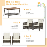 Tangkula Patio Furniture Set with 2-Tier Coffee Table - 2*HW70243WH+