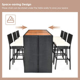 Tangkula 7 Pieces Outdoor Wicker Bar Set, Rattan Dining Set - HW63219+