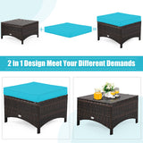 Tangkula 5 Pieces Patio Furniture Set, Outdoor Rattan Conversation Sofa Set with Loveseat - HW67702TU+