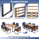 Tangkula 7 Piece Patio Dining Set, Acacia Wood Dining Chair & Table Set - HW70983NY+