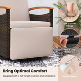 Tangkula Patio Rattan 360 Degree Swivel Recliner Chair, Wicker Lounge Chair w/Adjustable Backrest &amp; Footrest - HW72726BN