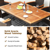 Tangkula 7 Pieces Outdoor Dining Set, Patiojoy Wicker Conversation Set - HW68190A+