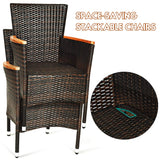 Tangkula 9 Piece Outdoor Dining Set, Garden Patio Wicker Set w/Cushions - HW63205+