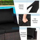 Tangkula Wicker Loveseat 2 Piece, Patio Furniture Couch with Removable Cushions - HW66869BK+