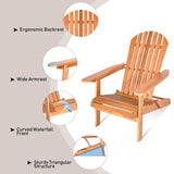 Tangkula Folding Adirondack Chair,  Lounger Chair for Patio Porch Deck Poolside and Backyard - HW63703