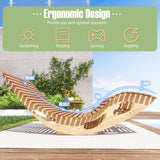 Tangkula Outdoor Double Chaise Lounge Chair, Acacia Wood Rocking Sunbed with Slatted Backrest and Seat - NP12023