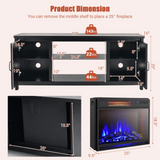 Tangkula HV10085BK+FP10047US Fireplace TV Stand for 65" TVs, Electric Heater