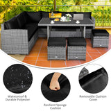 Tangkula 7 Pieces Patio Furniture Set, Outdoor Sectional Rattan Sofa Set with Cushions - HW67190BK+