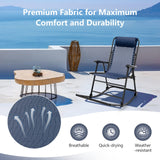 Tangkula Outdoor Folding Rocking Chair, No Assembly Required, Foldable Rocker Recliner with Headrest - OP3564BL