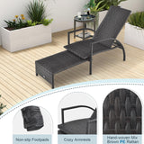 Tangkula Patio Chaise Lounge, Outdoor Rattan Lounge Chair with Retractable Ottoman - NP10986BN